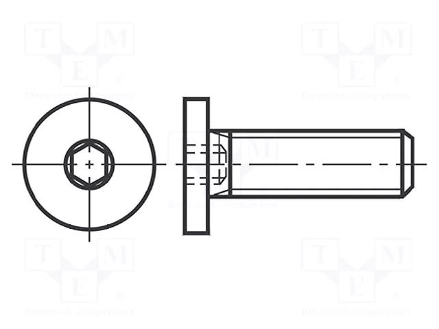 Screw; M8x12; 1.25; Head: cheese head; hex key; HEX 4mm; steel BOSSARD B8X12/BN1206