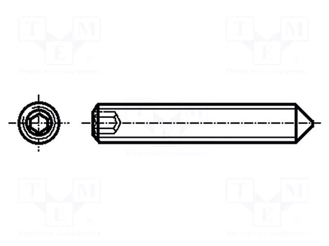 Screw; M4x4; 0.7; Head: without head; hex key; HEX 2mm; DIN 914 BOSSARD B4X4/BN33032