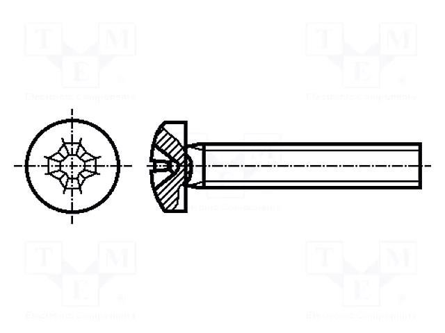 Screw; M3x25; 0.5; Head: cheese head; Phillips; PH1; steel; zinc BOSSARD B3X25/BN8092