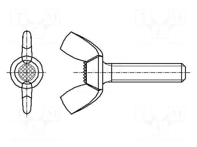 Screw; M4x8; 0.7; Head: wing; steel; zinc; DIN 316; 8mm BOSSARD B4X8/BN276