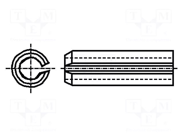Springy stud; hardened steel; BN 876; Ø: 2mm; L: 18mm; DIN 1481 BOSSARD B2X18/BN876