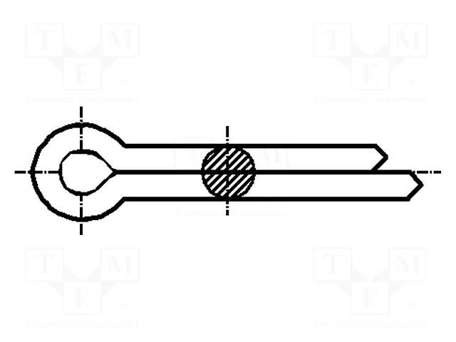 Cotter pin; steel; BN 912; Ø: 1.2mm; L: 25mm; DIN 94; ISO 1234 BOSSARD B1.2X25/BN912