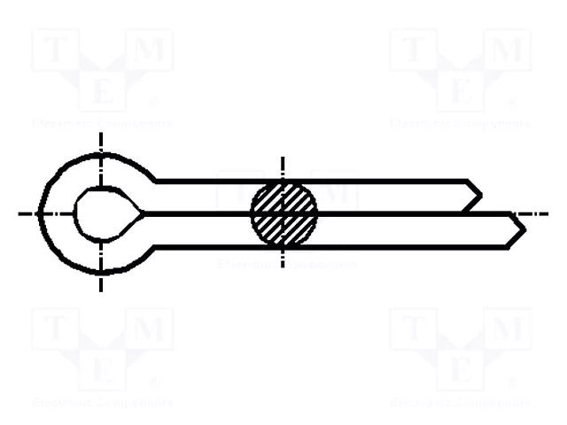 Cotter pin; steel; BN 912; Ø: 1.6mm; L: 12mm; DIN 94; ISO 1234 BOSSARD B1.6X12/BN912