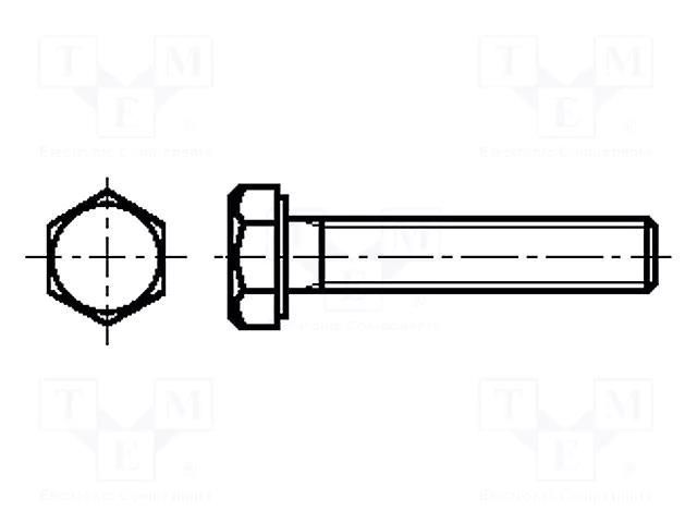 Screw; M8x20; 1.25; Head: hexagonal; brass; nickel; DIN 933 BOSSARD B8X20/BN503