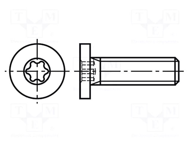 Screw; M3x8; 0.5; Head: cheese head; Torx®; TX08 BOSSARD B3X8/BN20146