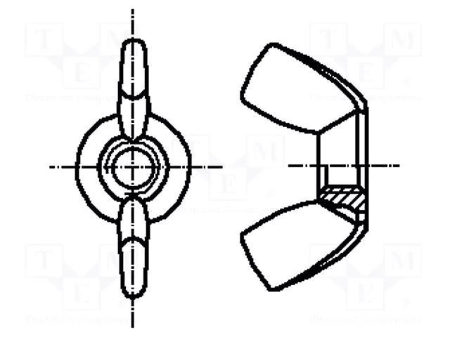 Nut; winged; M6; 1; A2 stainless steel; BN 644 BOSSARD B6/BN644