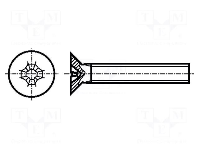 Screw; M4x14; Head: countersunk; Phillips; PH2; steel; zinc BOSSARD B4X14/BN388