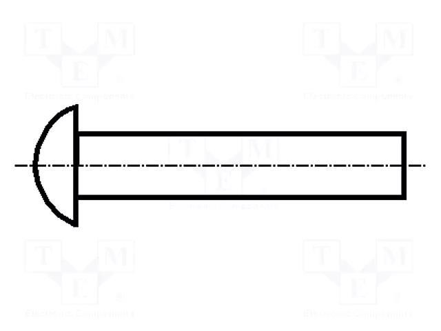 Rivet; brass; Rivet diam: 1.55mm; L.rivet: 4.8mm; Øhead: 2.8mm KEYSTONE KEYS3383