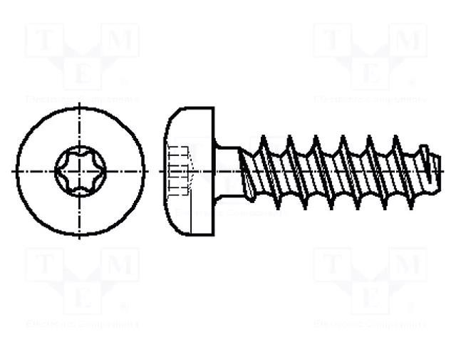 Screw; for plastic; 3.5x12; Head: cheese head; Torx® PLUS; 15IP BOSSARD B3.5X12/BN13265