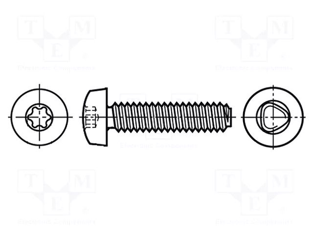 Screw; for metal; 5x35; Head: cheese head; Torx®; TX25; steel; zinc BOSSARD B5X35/BN13916