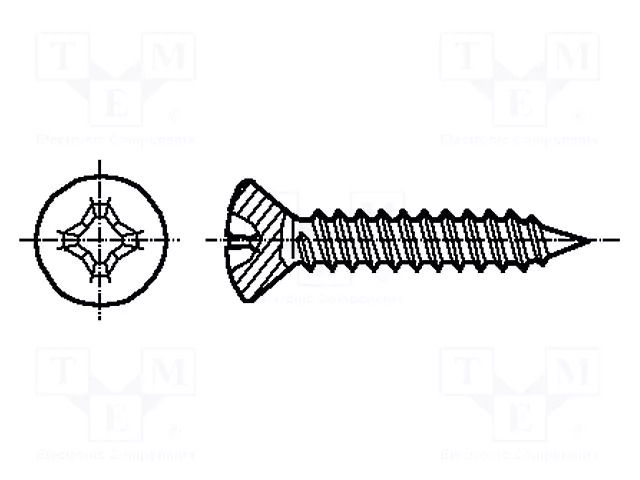 Screw; 4.8x13; Head: countersunk; Phillips; PH2; hardened steel BOSSARD B4.8X13/BN996