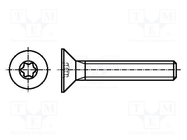 Screw; M4x20; Head: countersunk; Torx®; TX20; ISO 14581 BOSSARD B4X20/BN20039