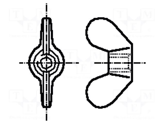 Nut; winged; M5; 0.8; steel; Plating: zinc; BN 208; DIN 315 BOSSARD B5/BN208