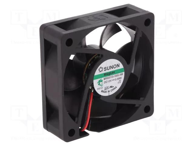 Fan: DC; axial; 12VDC; 60x60x20mm; 27.88m3/h; 21dBA; Vapo; 3100rpm SUNON MF60201V3-A99-A