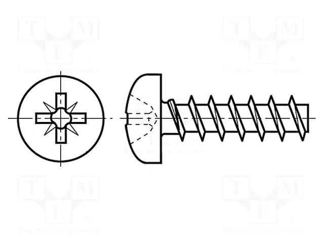 Screw; for plastic; 3x20; Head: cheese head; Pozidriv; PZ1; steel BOSSARD B3X20/BN82428