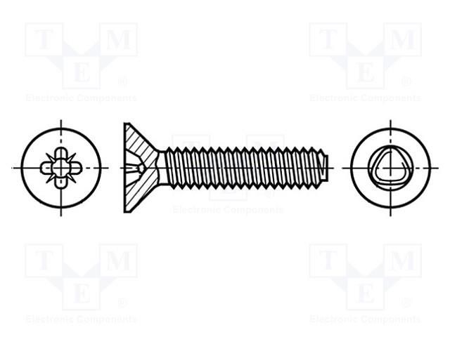 Screw; 3x12; Head: countersunk; Pozidriv; PZ1; A2 stainless steel BOSSARD B3X12/BN4919