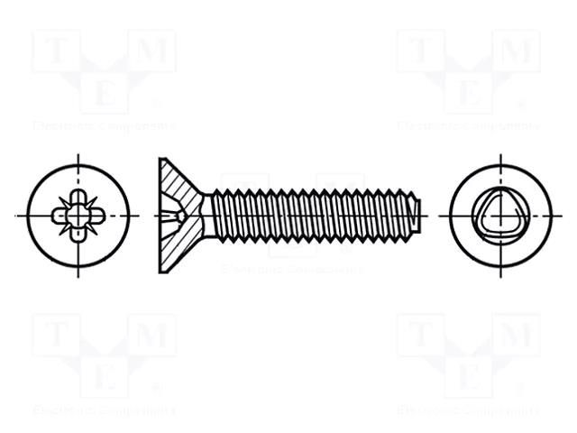 Screw; 3x12; Head: countersunk; Pozidriv; PZ1; A2 stainless steel BOSSARD B3X12/BN4919