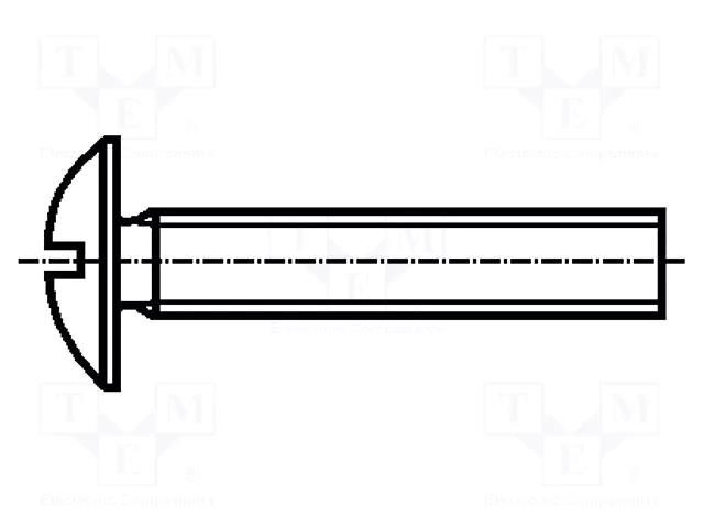 Screw; M8x20; 1.25; Head: button; slotted; 1,8mm; steel BOSSARD B8X20/BN354