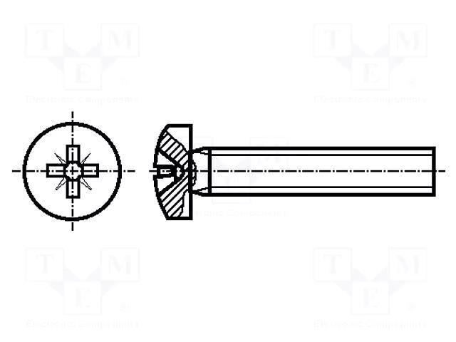 Screw; M3x25; Head: cheese head; Pozidriv; PZ1; A2 stainless steel BOSSARD B3X25/BN81882