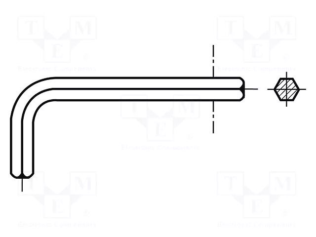 Wrench; hex key; HEX 2.5mm; Overall len: 56mm; DIN 911; steel BOSSARD B2.5/BN1169