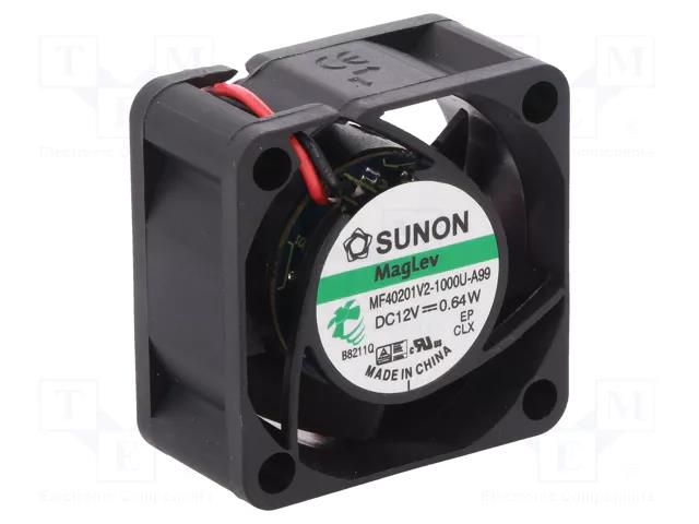 Fan: DC; axial; 12VDC; 40x40x20mm; 13.01m3/h; 21dBA; Vapo; 6000rpm SUNON MF40201V2-A99-A