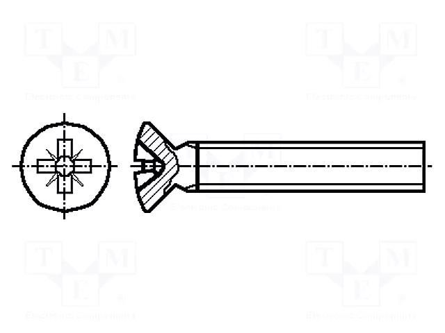 Screw; M3x25; 0.5; Head: countersunk; Phillips; PH1; DIN 966 KRAFTBERG M3X25/D966-A4