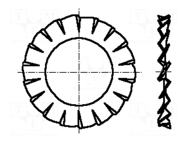 Washer; externally serrated; M7; D=12.5mm; h=0.8mm; spring steel BOSSARD B7/BN781