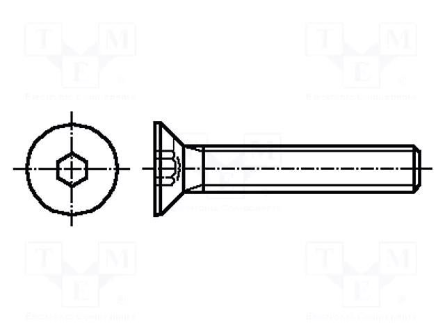 Screw; M4x10; 0.7; Head: countersunk; hex key; HEX 2.5mm; steel BOSSARD B4X10/BN21