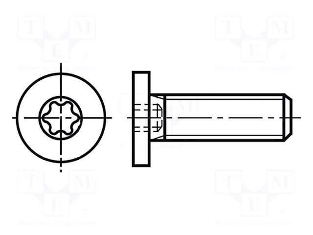 Screw; M5x20; 0.8; Head: cheese head; Torx®; TX15; steel; zinc BOSSARD B5X20/BN9524