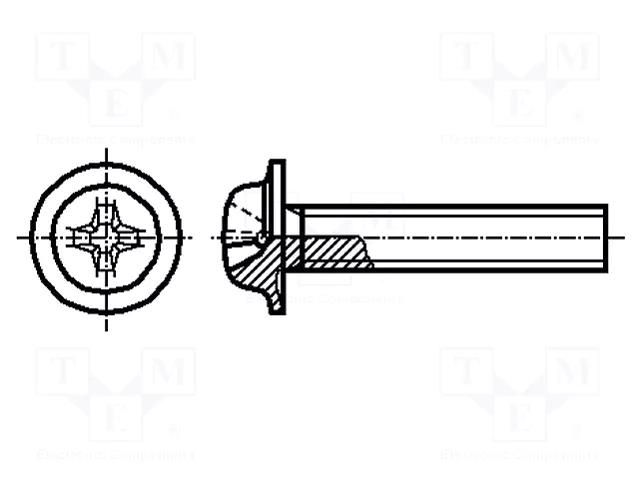 Screw; with flange; M5x25; 0.8; Head: button; Phillips; PH2 BOSSARD B5X25/BN5952