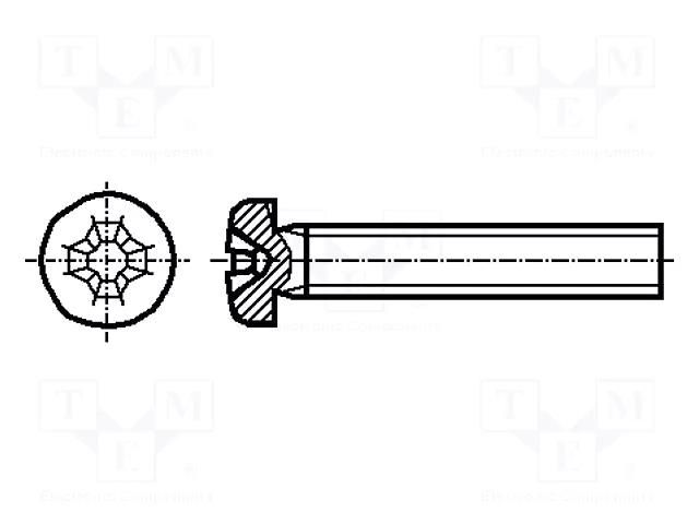 Screw; M3x25; 0.5; Head: cheese head; Phillips; PH2; steel; zinc BOSSARD B3X25/BN381