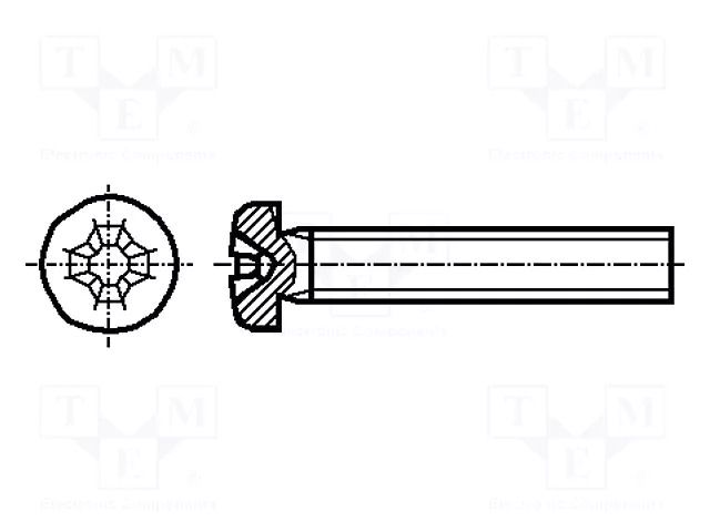 Screw; M4x4; 0.7; Head: cheese head; Phillips; PH2; steel; ISO 7048 BOSSARD B4X4/BN380