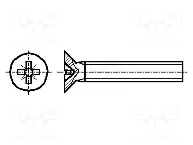 Screw; M2x6; 0.4; Head: countersunk; Pozidriv; PZ1; steel; zinc BOSSARD B2X6/BN3333