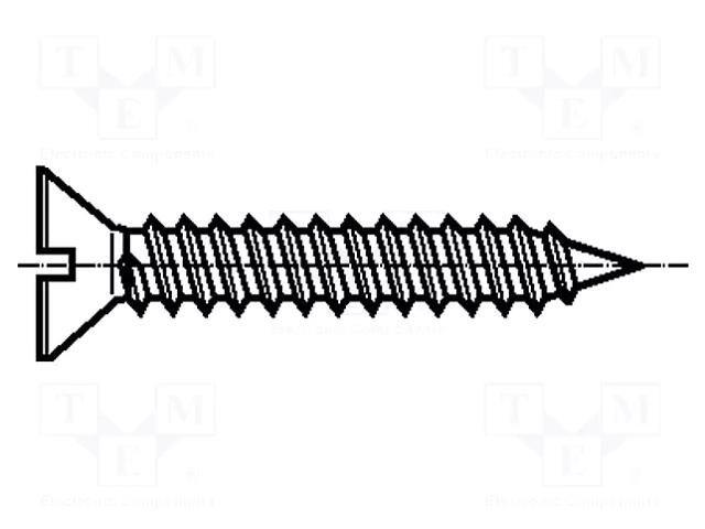 Screw; 3.9x25; Head: countersunk; slotted; 1mm; hardened steel BOSSARD B3.9X25/BN990