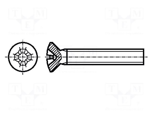 Screw; M3x25; 0.5; Head: countersunk; Phillips; PH1; steel; zinc BOSSARD B3X25/BN392