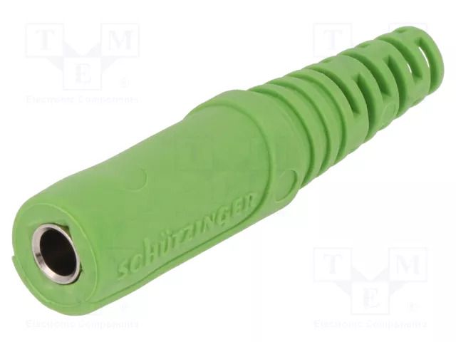 Connector: 4mm banana; socket; 32A; 33VAC; 70VDC; green; Ø: 4mm SCHÜTZINGER KU09LNI-GN