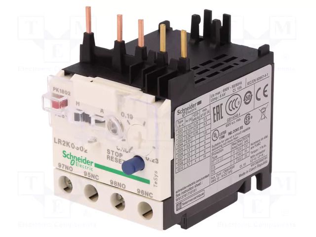 Thermal relay; Auxiliary contacts: NO + NC; 0.16÷0.23A; -20÷55°C SCHNEIDER ELECTRIC LR2K0302