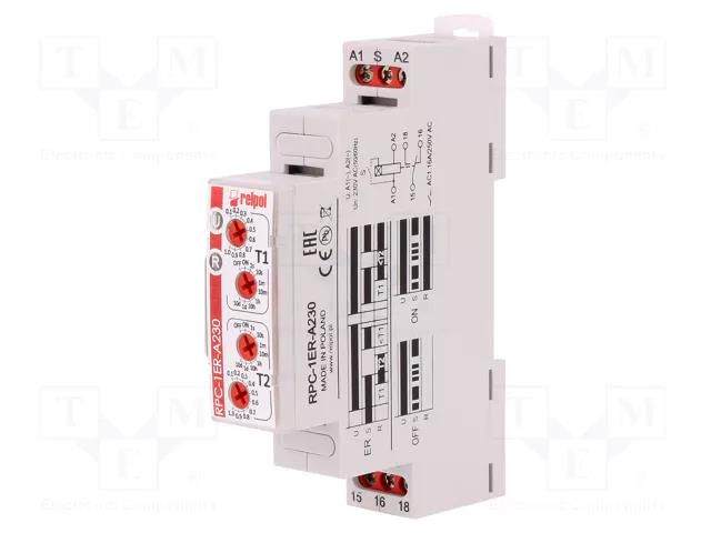 Timer; 1s÷10days; SPDT; 250VAC/16A,24VDC/16A; Usup: 230VAC; RPC RELPOL RPC-1ER-A230
