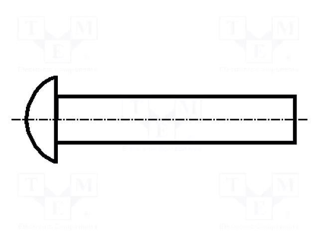 Rivet; copper; Rivet diam: 2mm; L.rivet: 4mm; BN 126; DIN 660 BOSSARD B2X4/BN126