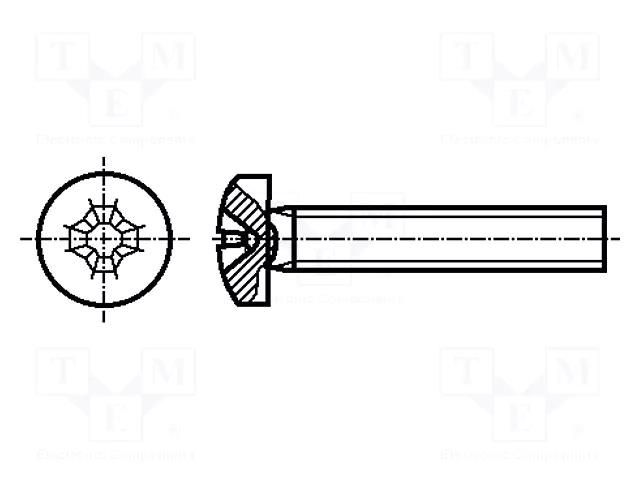 Screw; M3x25; 0.5; Head: cheese head; Phillips; PH1; steel; zinc BOSSARD B3X25/BN384