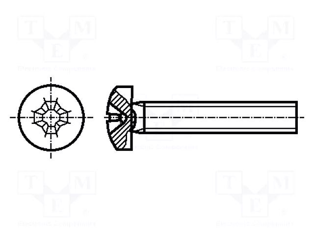 Screw; M3x12; 0.5; Head: cheese head; Phillips; PH1; steel; zinc BOSSARD B3X12/BN384