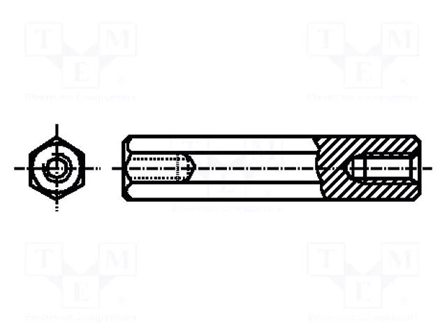 Screwed spacer sleeve; 85mm; Int.thread: M5; hexagonal DREMEC TFF-M5X85/DR148