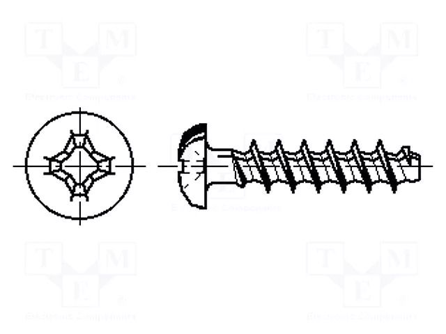 Screw; for plastic; 4x8; Head: button; Phillips; PH2; steel; zinc BOSSARD B4X8/BN13577