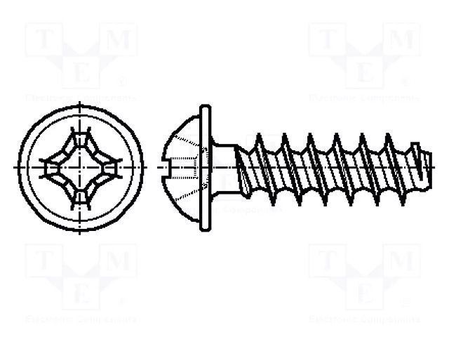 Screw; for plastic; 3x20; Head: button; Phillips; PH2; steel; zinc BOSSARD B3X20/BN13578