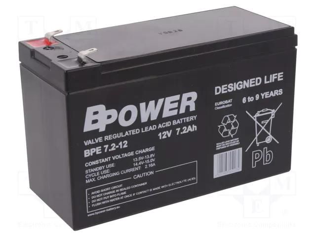 Re-battery: acid-lead; 12V; 7.2Ah; AGM; maintenance-free; 2.25kg BPOWER ACCU-BPE7.2-12/BP