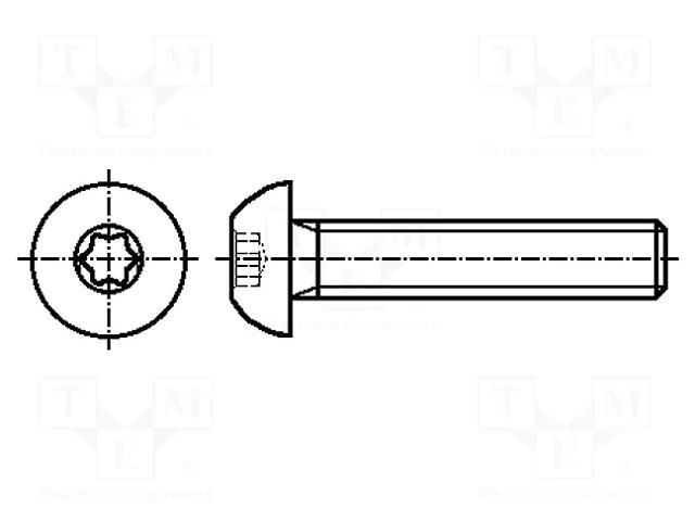 Screw; M3x8; 0.5; Head: button; Torx®; TX10; steel; zinc; ISO 7380 BOSSARD B3X8/BN6404