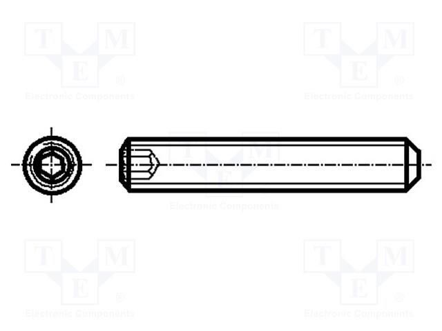 Screw; M4x10; 0.7; Head: without head; hex key; HEX 2mm; DIN 913 BOSSARD B4X10/BN617