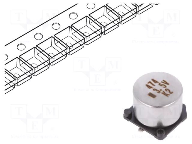 Supercapacitor; SMD; 0.47F; 3.5VDC; -20÷80%; Body dim: Ø10.5x8.5mm KEMET FC0V474ZFTBR24