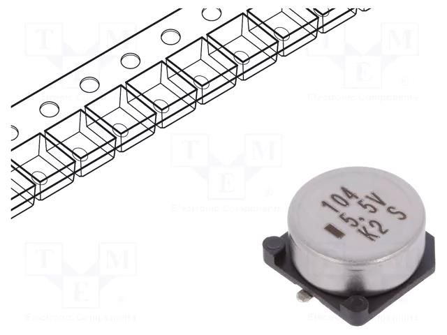 Supercapacitor; SMD; 0.1F; 5.5VDC; -20÷80%; Body dim: Ø10.7x5.5mm KEMET FCS0H104ZFTBR24