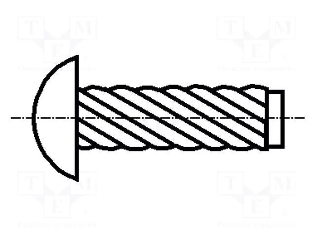 Screw rivet pin; A2 stainless steel; BN 689; Ø: 1.47mm; L: 3.17mm BOSSARD B1.47X3.17/BN689